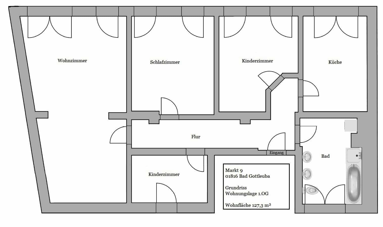 Familienfreundliche Etagenwohnung - Grundriss